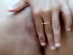 While I'm jacking off, a petite girlfriend wanks her cum-hole and masturbates.